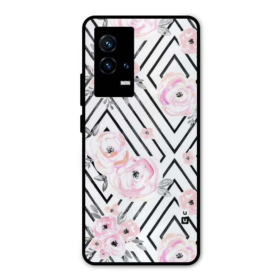 Light Pastel Flowers Design Metal Back Case for iQOO 9 5G