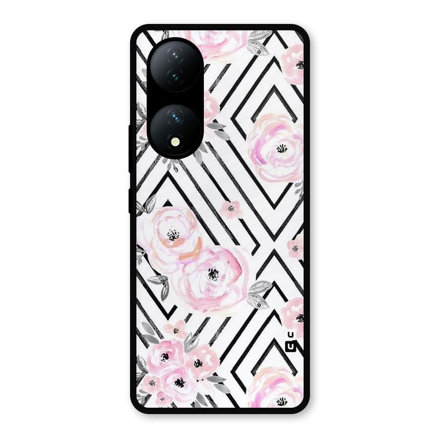 Light Pastel Flowers Design Metal Back Case for iQOO Z7