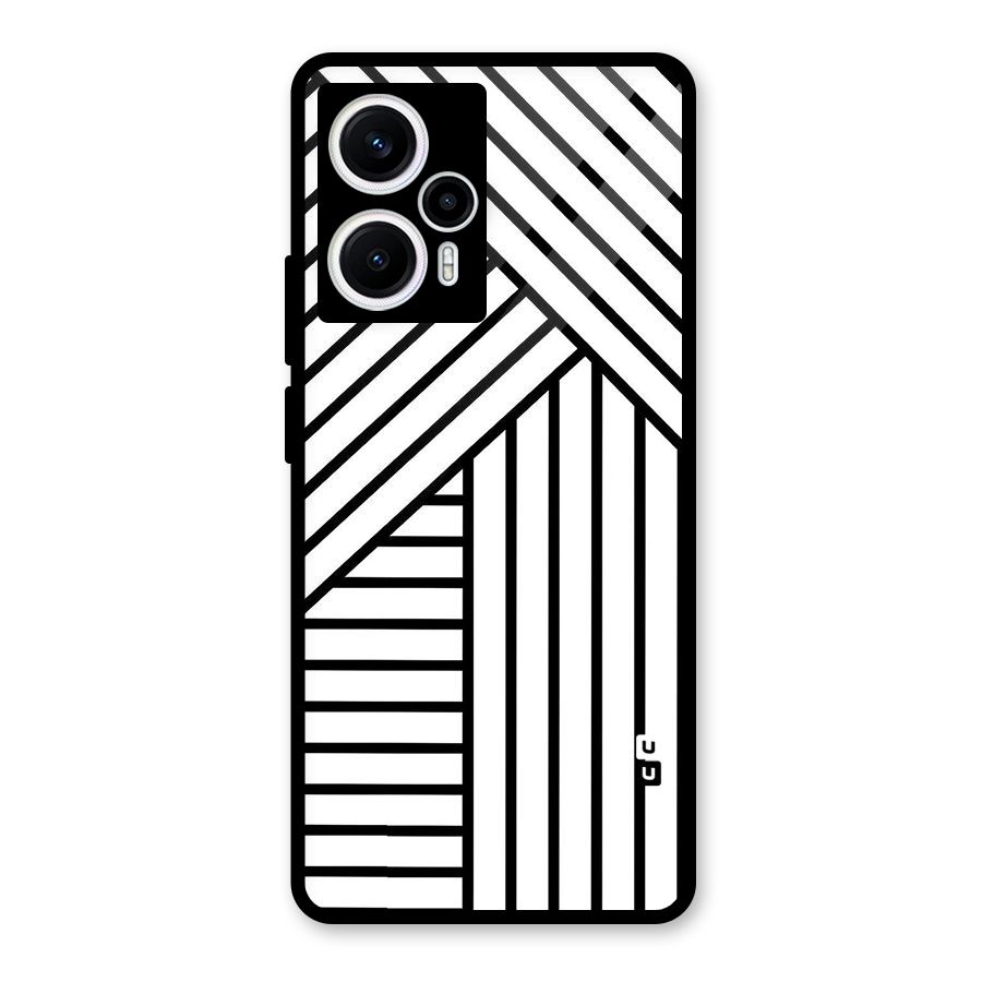 Lines Pattern Stripes Glass Back Case for Poco F5