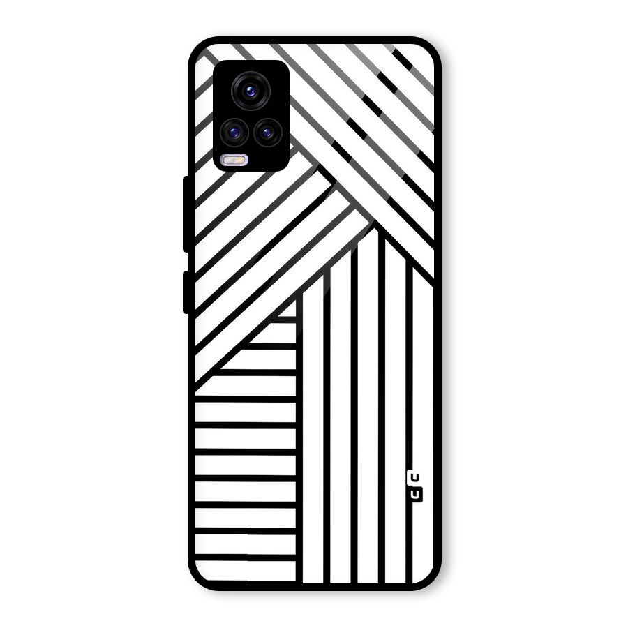 Lines Pattern Stripes Glass Back Case for Vivo V20 2021