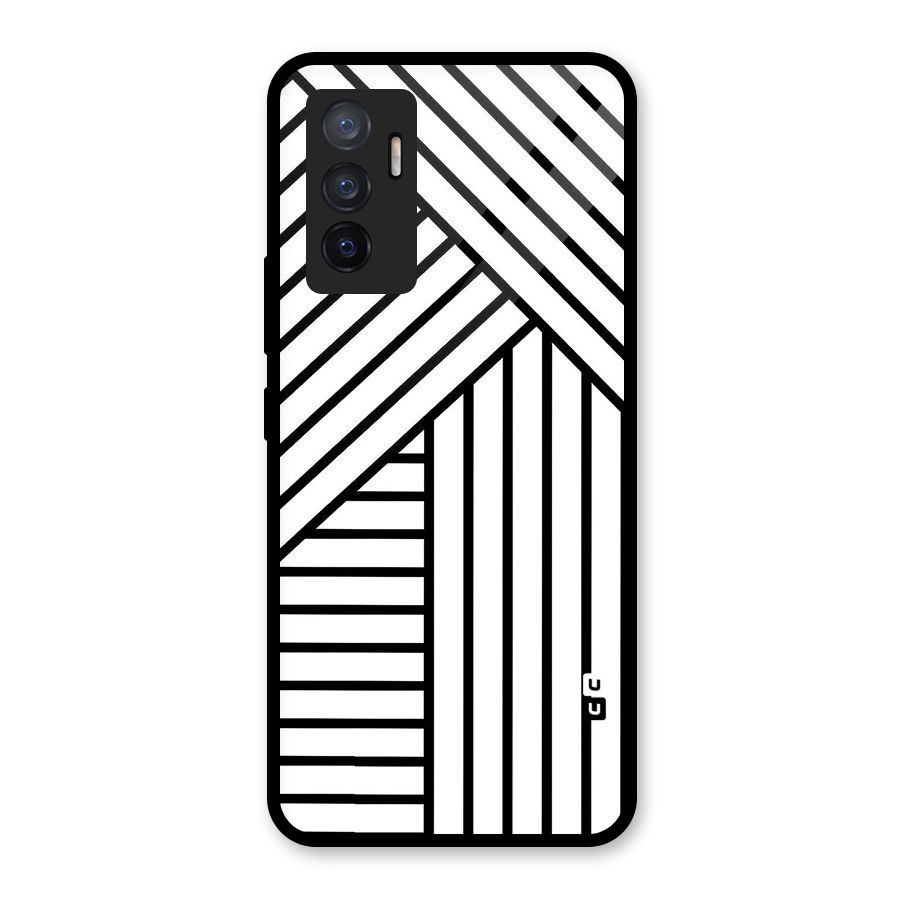 Lines Pattern Stripes Glass Back Case for Vivo V23e