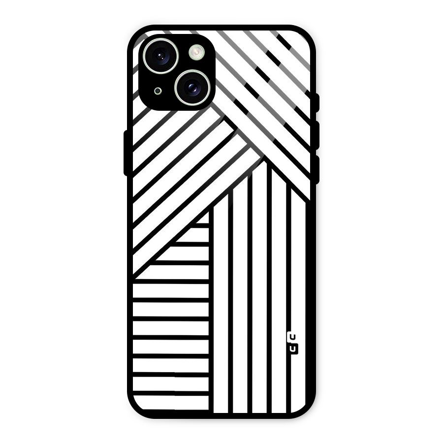 Lines Pattern Stripes Glass Back Case for iPhone 15 Plus