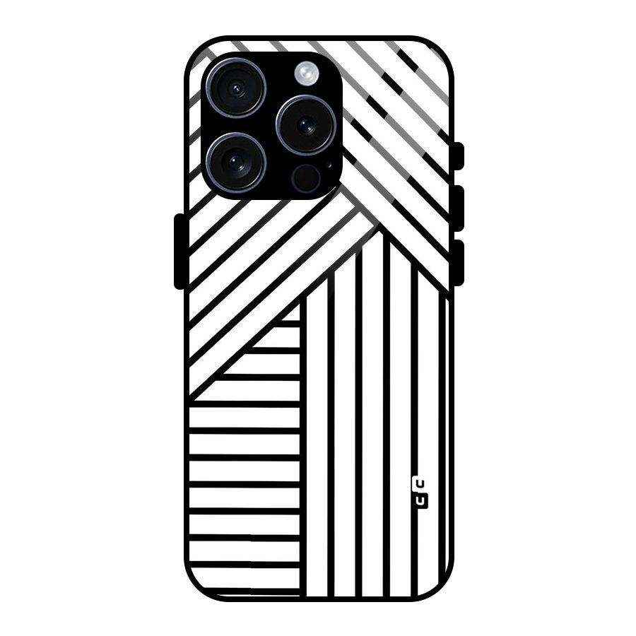 Lines Pattern Stripes Glass Back Case for iPhone 15 Pro