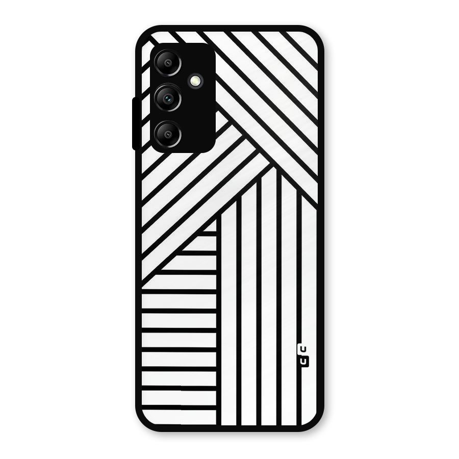 Lines Pattern Stripes Metal Back Case for Galaxy A14 5G