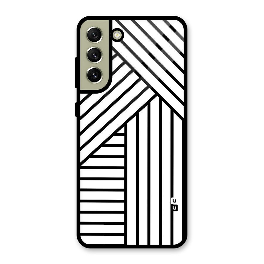 Lines Pattern Stripes Metal Back Case for Galaxy S21 FE 5G (2023)