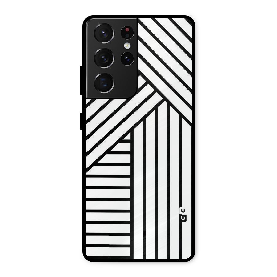 Lines Pattern Stripes Metal Back Case for Galaxy S21 Ultra 5G