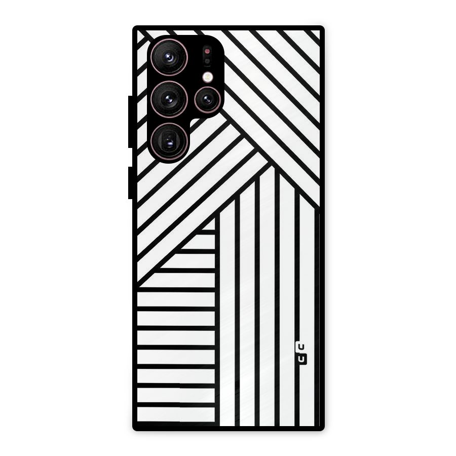 Lines Pattern Stripes Metal Back Case for Galaxy S22 Ultra 5G