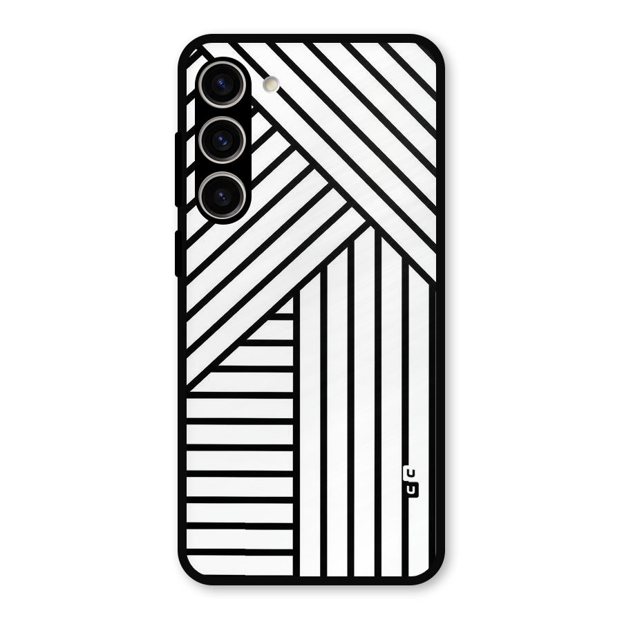 Lines Pattern Stripes Metal Back Case for Galaxy S23 Plus