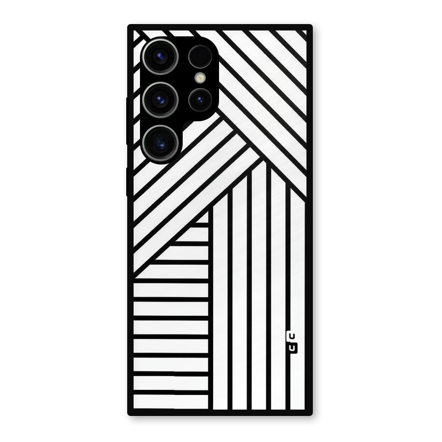 Lines Pattern Stripes Metal Back Case for Galaxy S23 Ultra