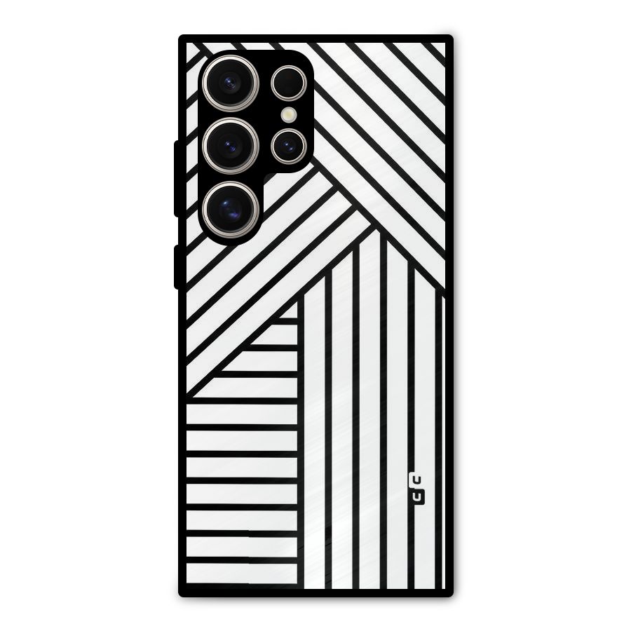 Lines Pattern Stripes Metal Back Case for Galaxy S24 Ultra