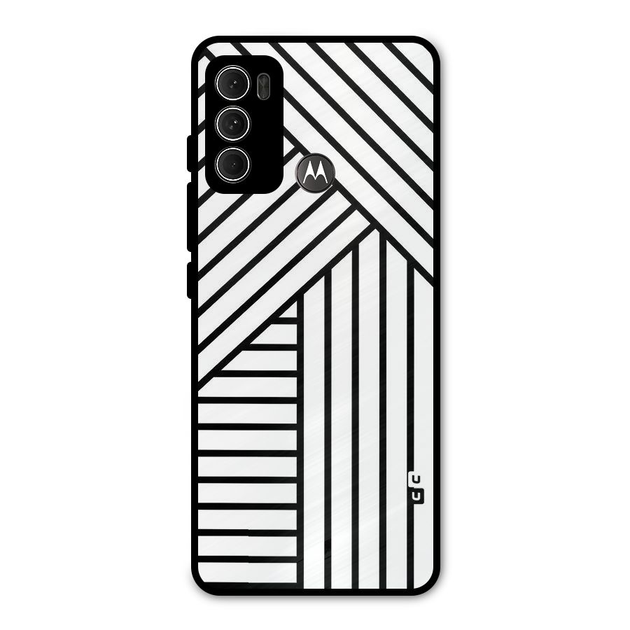 Lines Pattern Stripes Metal Back Case for Moto G60