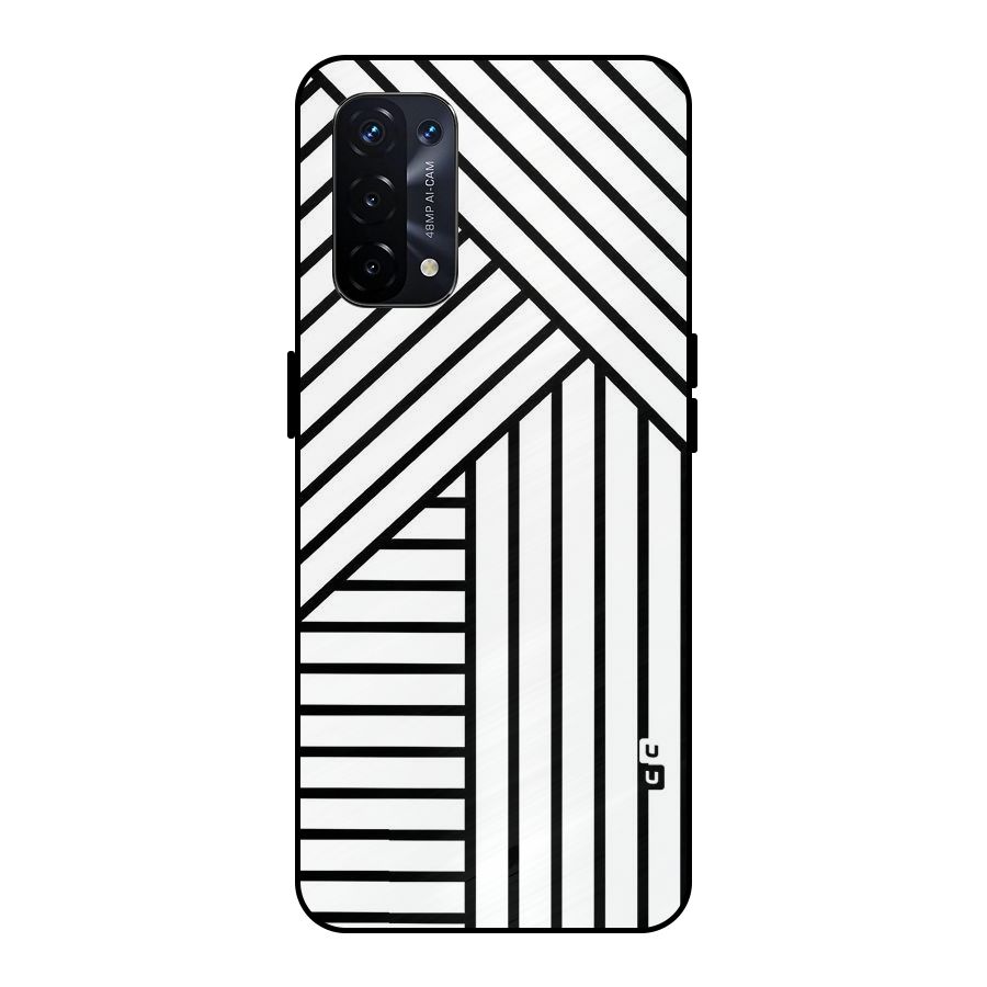 Lines Pattern Stripes Metal Back Case for Oppo A74 5G