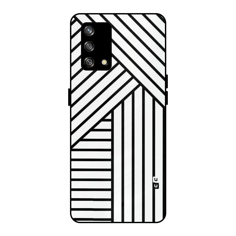 Lines Pattern Stripes Metal Back Case for Oppo F19