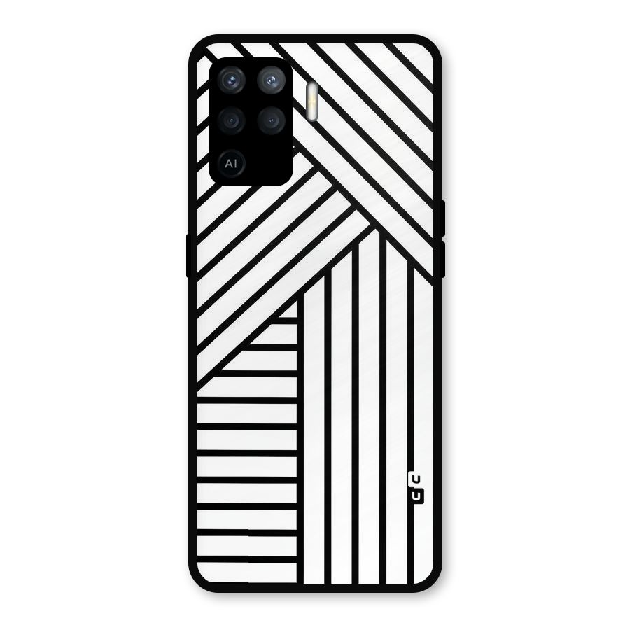 Lines Pattern Stripes Metal Back Case for Oppo F19 Pro