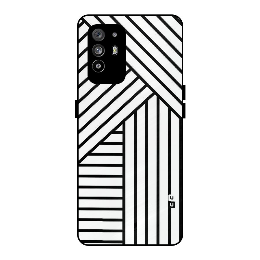 Lines Pattern Stripes Metal Back Case for Oppo F19 Pro Plus 5G