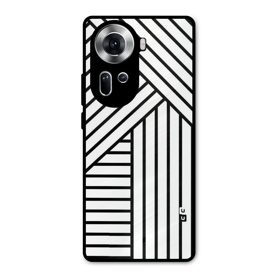 Lines Pattern Stripes Metal Back Case for Oppo Reno11 5G