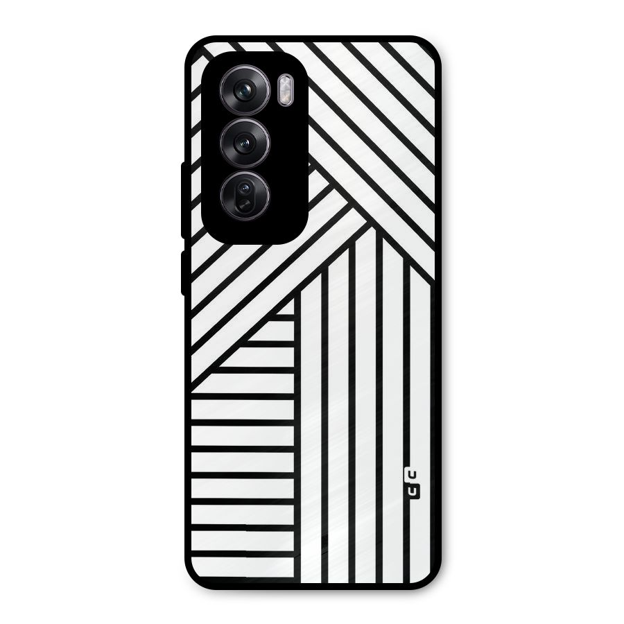 Lines Pattern Stripes Metal Back Case for Oppo Reno12 Pro
