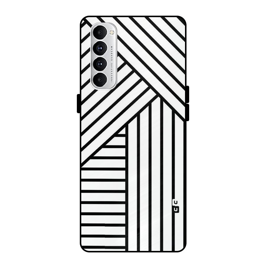 Lines Pattern Stripes Metal Back Case for Oppo Reno4 Pro