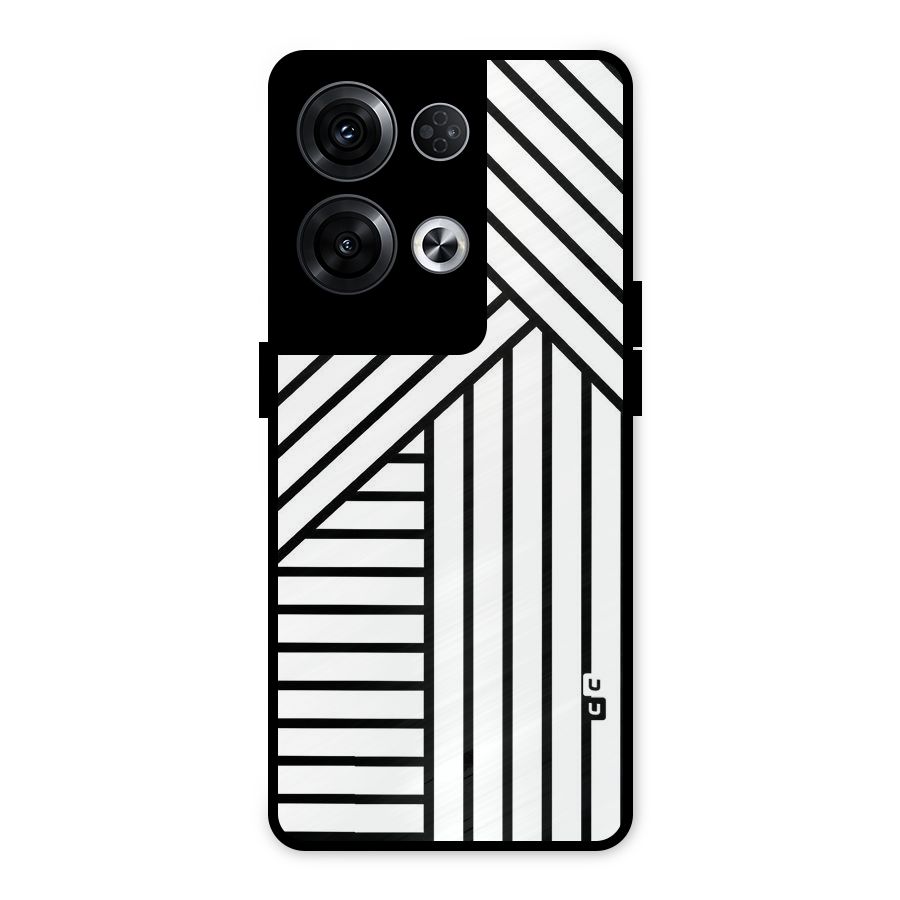 Lines Pattern Stripes Metal Back Case for Oppo Reno8 Pro 5G