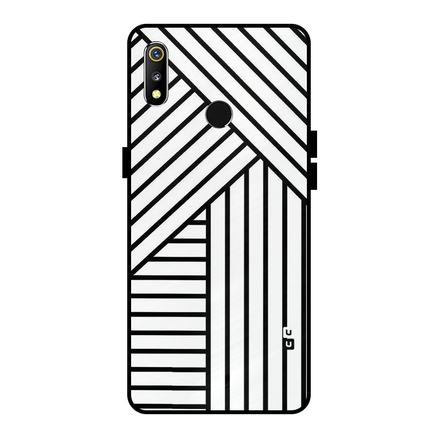 Lines Pattern Stripes Metal Back Case for Realme 3