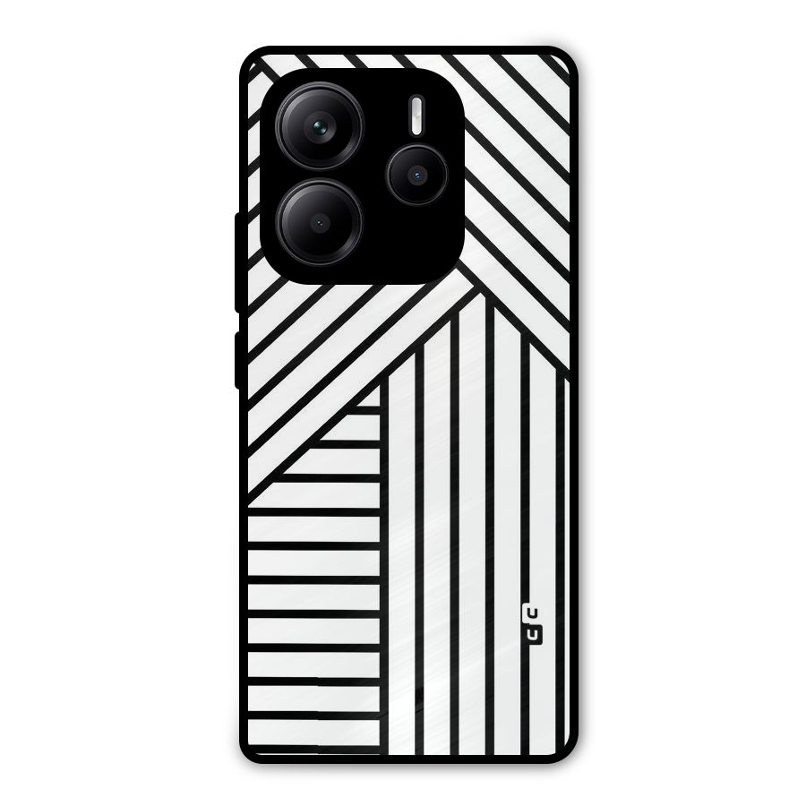 Lines Pattern Stripes Metal Back Case for Redmi Note 14 5G
