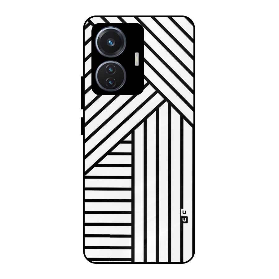 Lines Pattern Stripes Metal Back Case for Vivo T1 44W