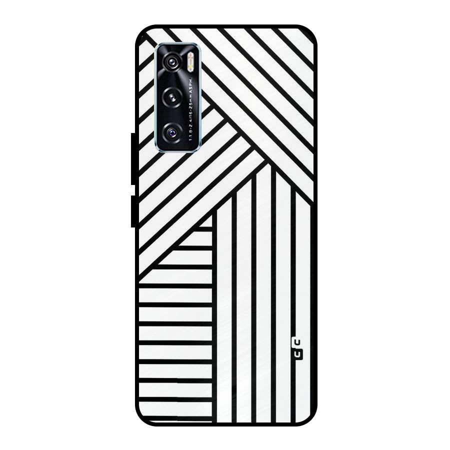 Lines Pattern Stripes Metal Back Case for Vivo V20 SE