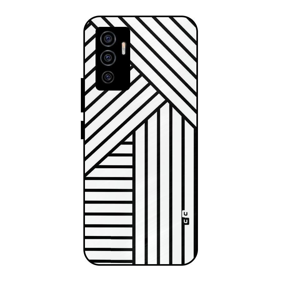 Lines Pattern Stripes Metal Back Case for Vivo V23e