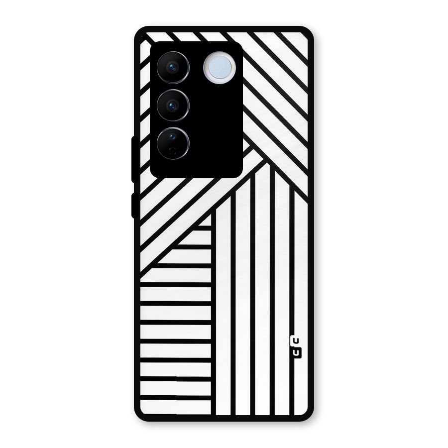Lines Pattern Stripes Metal Back Case for Vivo V27