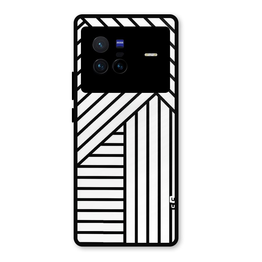 Lines Pattern Stripes Metal Back Case for Vivo X80