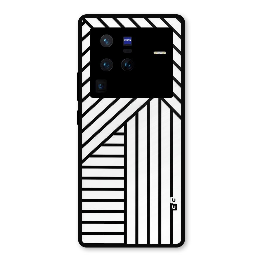 Lines Pattern Stripes Metal Back Case for Vivo X80 Pro