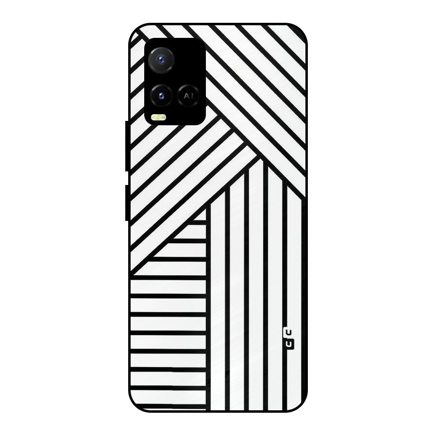 Lines Pattern Stripes Metal Back Case for Vivo Y21