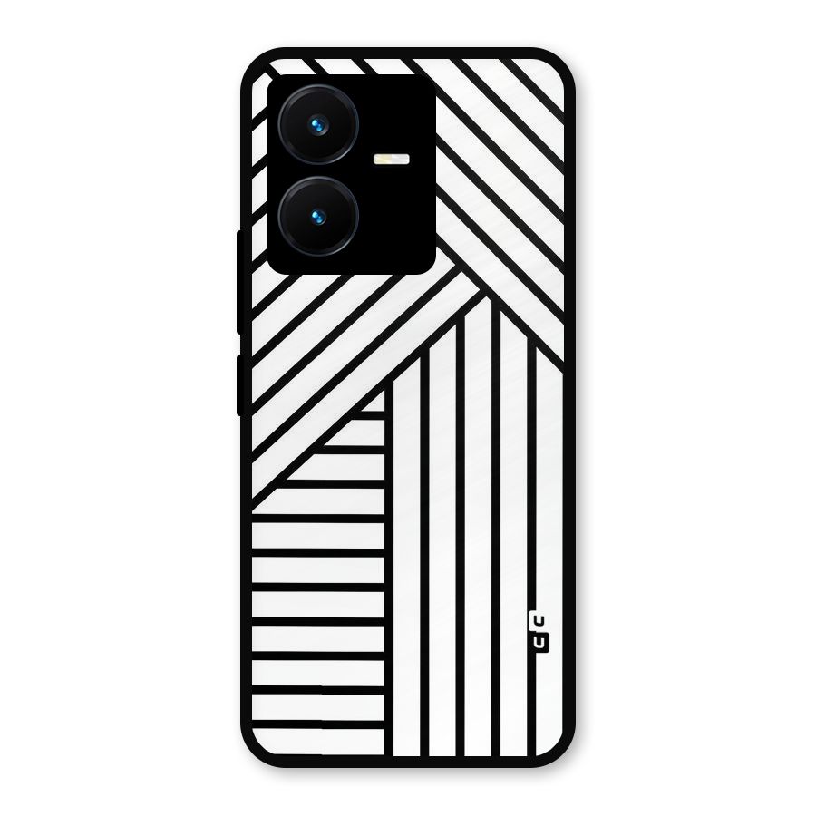 Lines Pattern Stripes Metal Back Case for Vivo Y22s