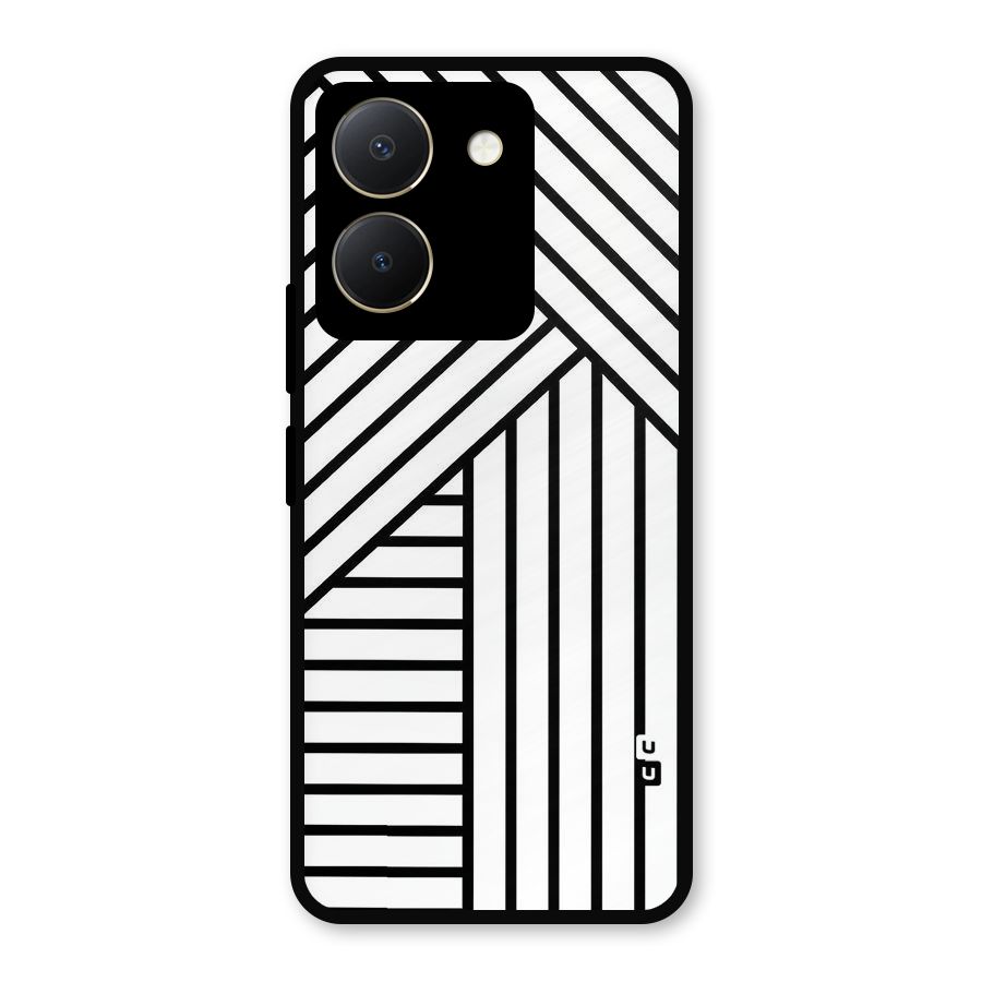 Lines Pattern Stripes Metal Back Case for Vivo Y36