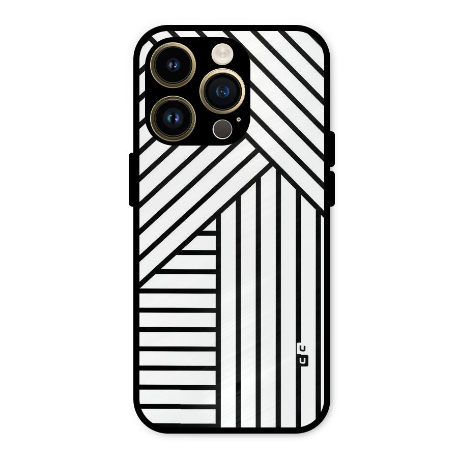 Lines Pattern Stripes Metal Back Case for iPhone 14 Pro