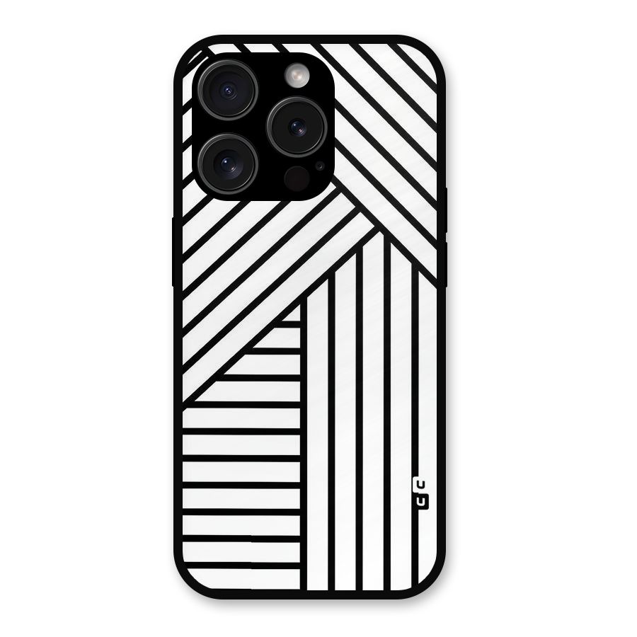 Lines Pattern Stripes Metal Back Case for iPhone 15 Pro