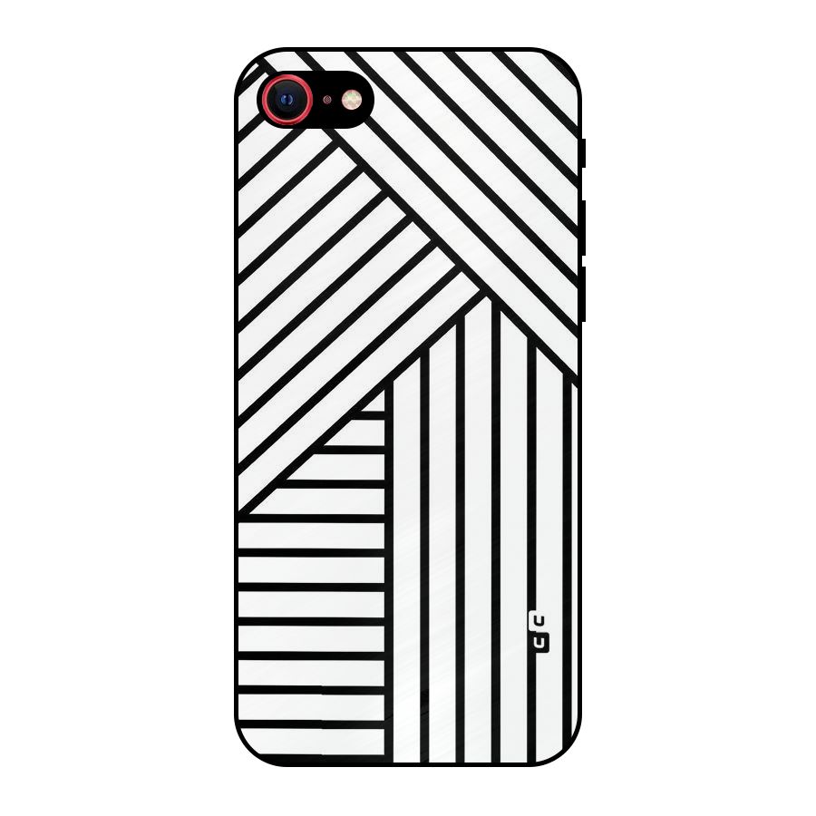 Lines Pattern Stripes Metal Back Case for iPhone SE 2020