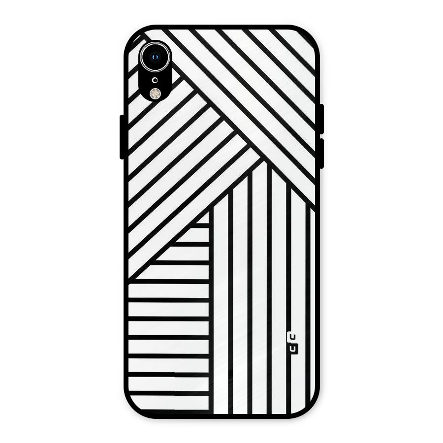 Lines Pattern Stripes Metal Back Case for iPhone XR