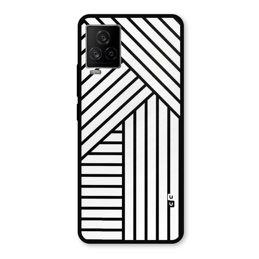Lines Pattern Stripes Metal Back Case for iQOO 7 Legend 5G