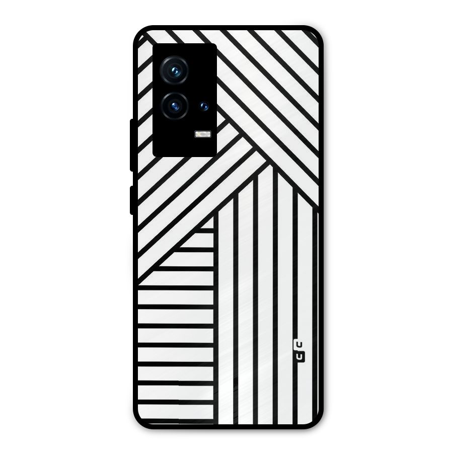 Lines Pattern Stripes Metal Back Case for iQOO 9 5G