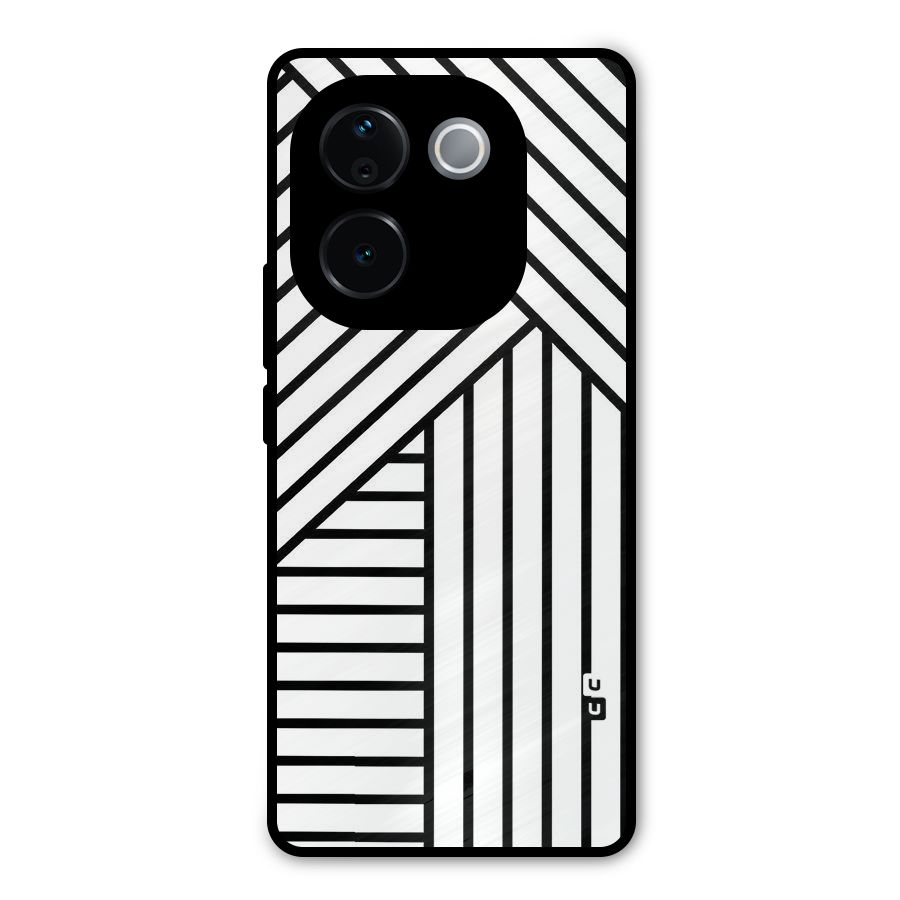 Lines Pattern Stripes Metal Back Case for iQOO Z9s Pro