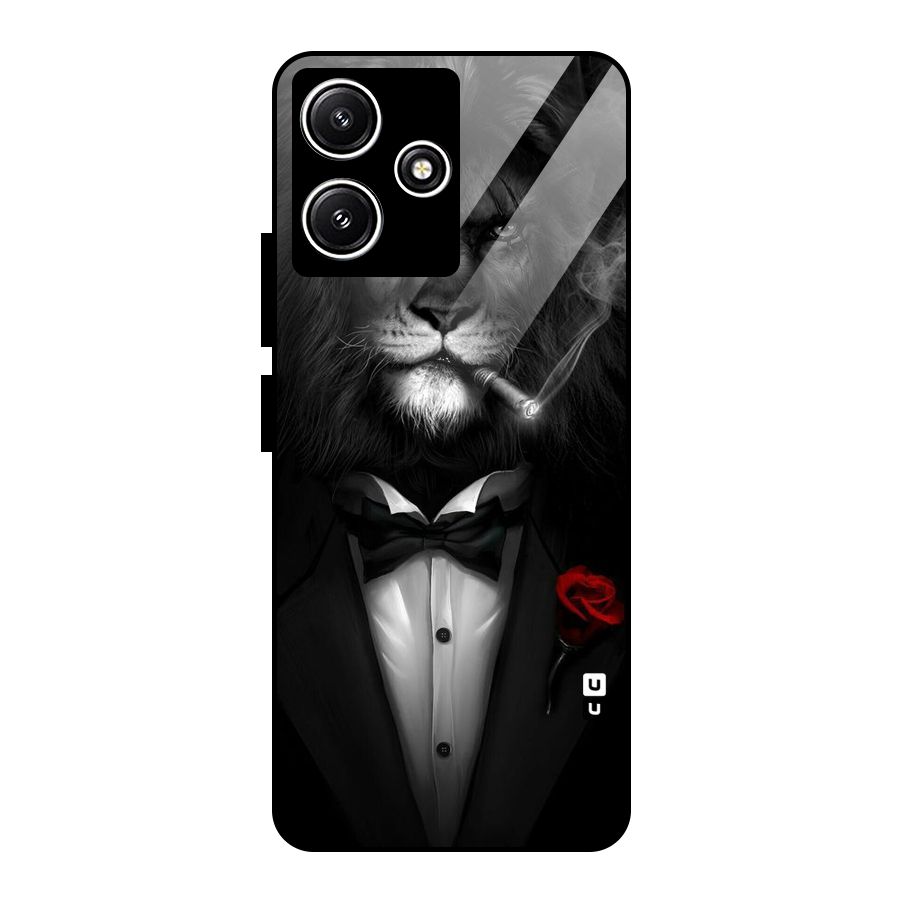 Lion Class Glass Back Case for Poco M6 Pro