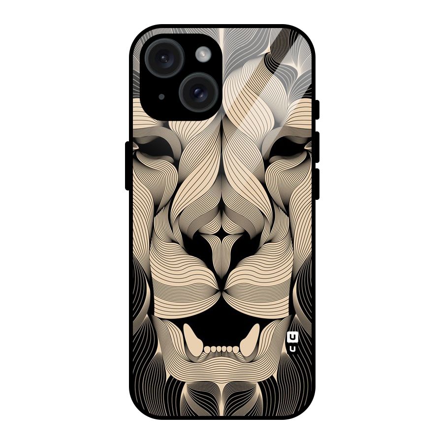 Lion Shape Design Glass Back Case for iPhone 15