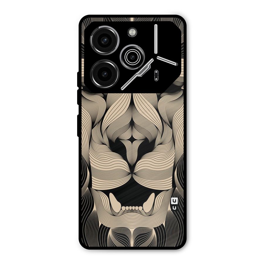 Lion Shape Design Metal Back Case for Tecno Pova 6 Pro