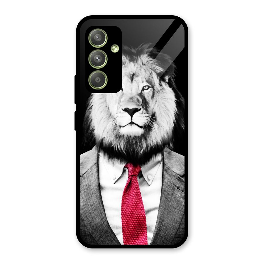 Lion with Red Tie Glass Back Case for Galaxy A54