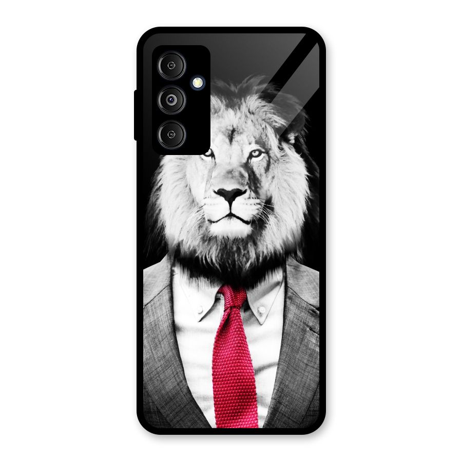 Lion with Red Tie Glass Back Case for Galaxy M14 5G