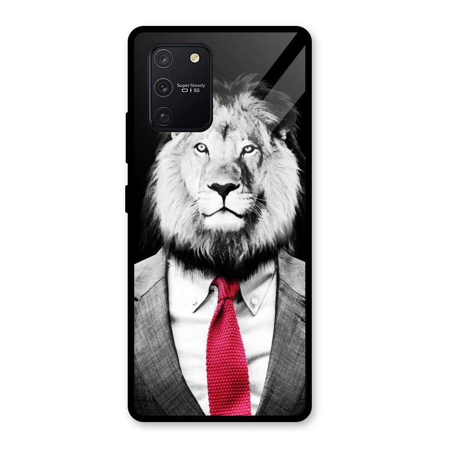 Lion with Red Tie Glass Back Case for Galaxy S10 Lite