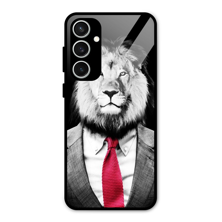 Lion with Red Tie Glass Back Case for Galaxy S23 FE