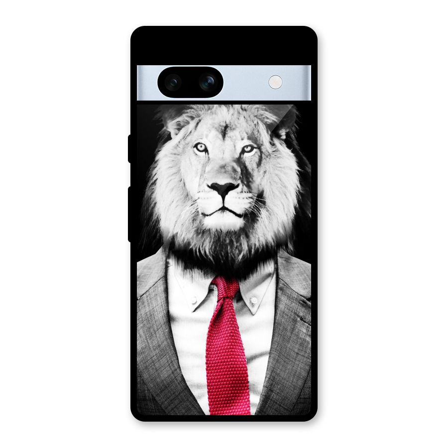 Lion with Red Tie Glass Back Case for Google Pixel 7a