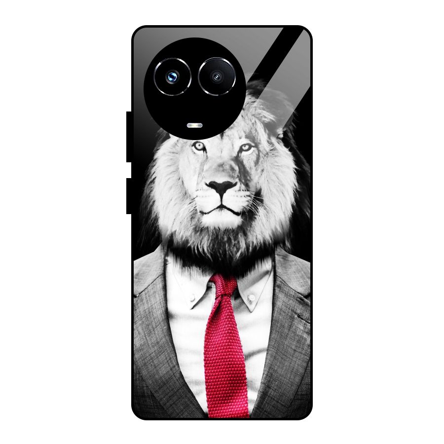 Lion with Red Tie Glass Back Case for Realme 11X